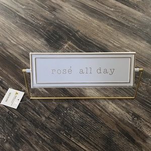 🥂NWT white & gold spinning rose wine tabletop sign decor gift